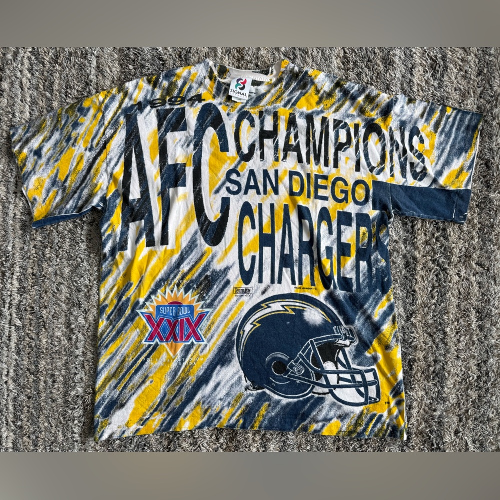Vintage 1994 Super Bowl XXIX Chargers 49ers AOP Single Stitch Signal XL 23x27
